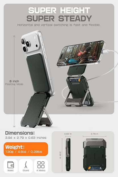 SUPCASE for MagSafe Wallet with Stand, Magnetic Wallet for Men, [Hold 5 Cards] [Adjustable Stand] [RFID Blocking] Phone Stand Credit Card Holder Tripod for iPhone 17/16/15/14/13/12 Series, Guldan