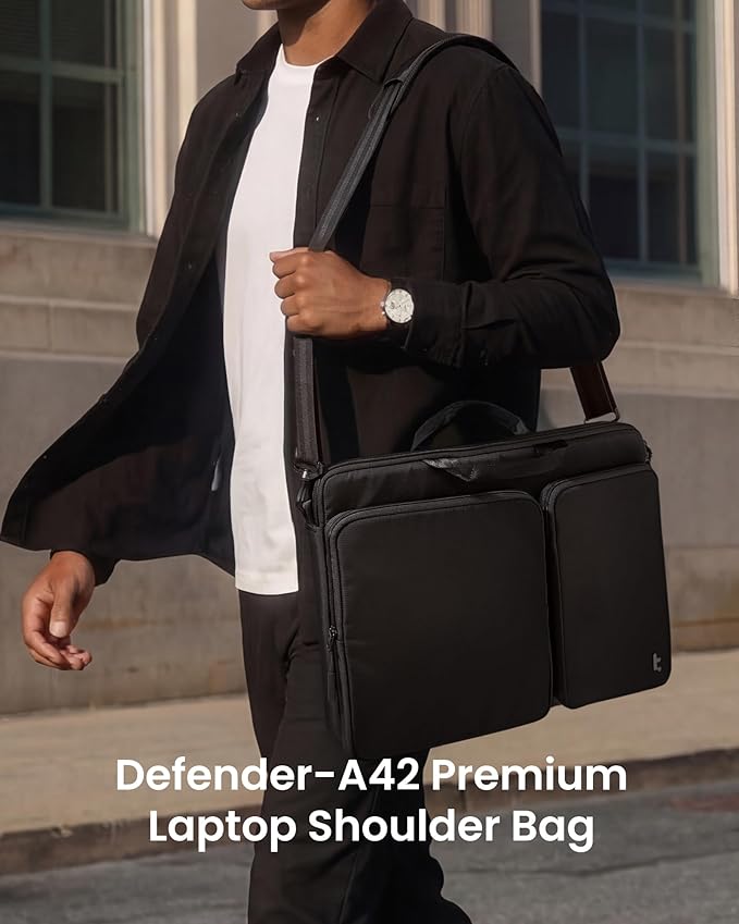 tomtoc 360° Protective Laptop Shoulder Bag compatible with The New Razer Blade Pro 17, HP Envy Laptop 17 Inch, Dell Inspiron 17 3000, ASUS ROG Zephyrus S 17.3 Inch, Notebook Bag with Accessory Pocket