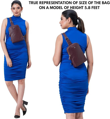 Leather Sling Bag for Women Genuine Crossbody Purse Small Trendy Cross Over Chest with Phone and Credit Card Slots (Burgundy Nappa)