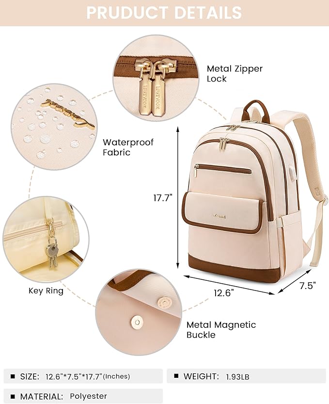 LOVEVOOK Laptop Backpack for Women,15.6Inch Fashion Travel Backpack,Large Capacity Backpack Purse with USB,Water-resistant fits College Work Business Travel