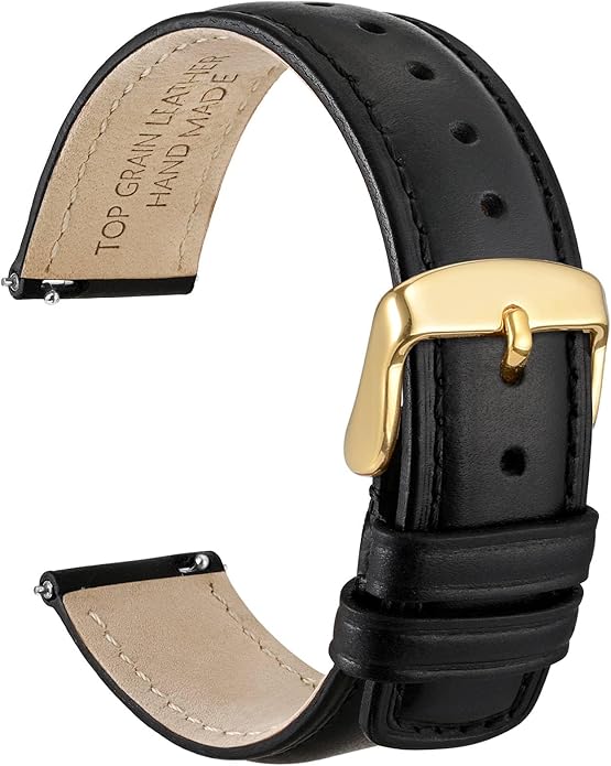 WOCCI Quick Release Watch Band, Distressed Genuine Leather, Stainless Steel Buckle, Strap Width 18mm 19mm 20mm 22mm 24mm