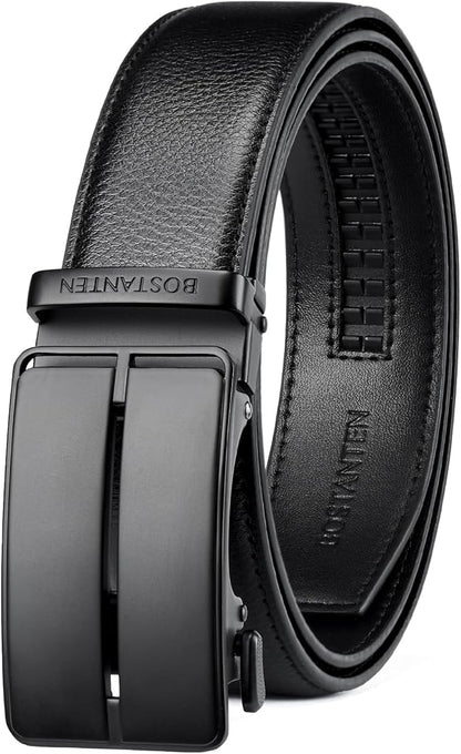 BOSTANTEN Mens Belt Leather Ratchet Belt For Men Dress and Casual with Adjustable Buckle, Trim to Fit