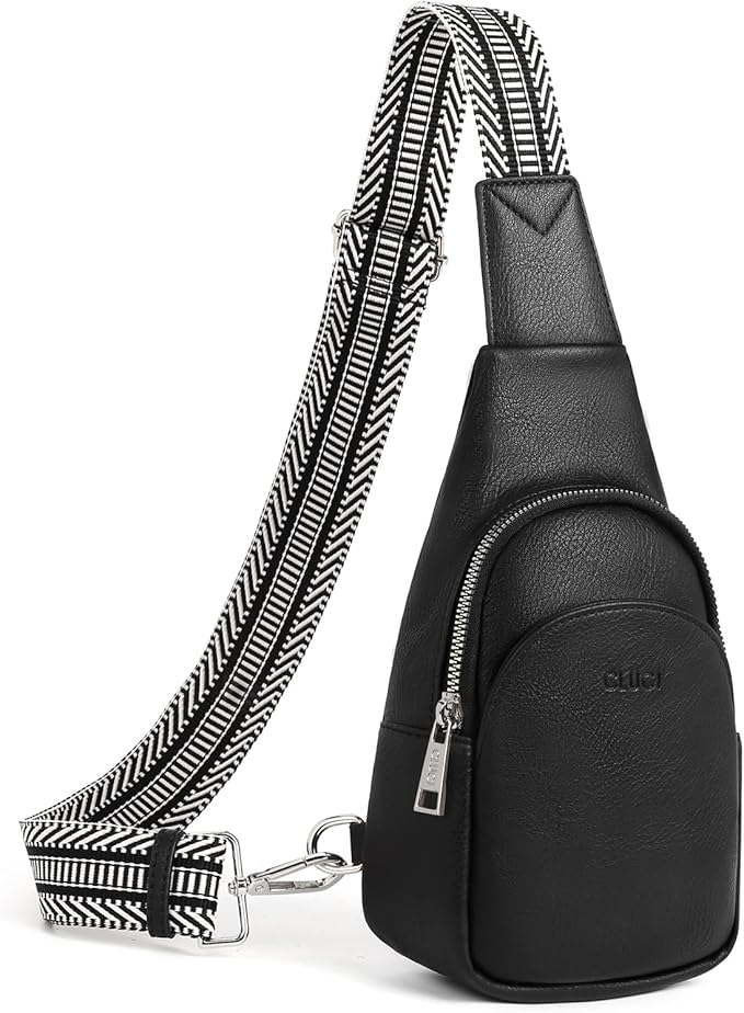 CLUCI Small Sling Bag for Women, Vegan Leather Fanny Pack Crossbody Bags for Women, Chest Bag With Guitar Strap
