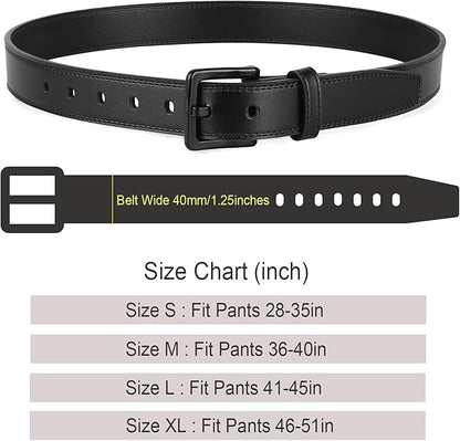 XZQTIVE Men’s Metal Free Belt Hypoallergenic Leather Belts For Jeans Dress Nickle Free TSA Belt With Black Buckle