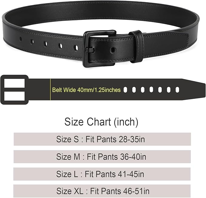 XZQTIVE Men’s Metal Free Belt Hypoallergenic Leather Belts For Jeans Dress Nickle Free TSA Belt With Black Buckle