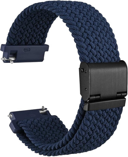 WOCCI 22mm Braided Nylon Watch Band for Men and Women, Quick Release, Black Stainless Steel Buckle (Blue)