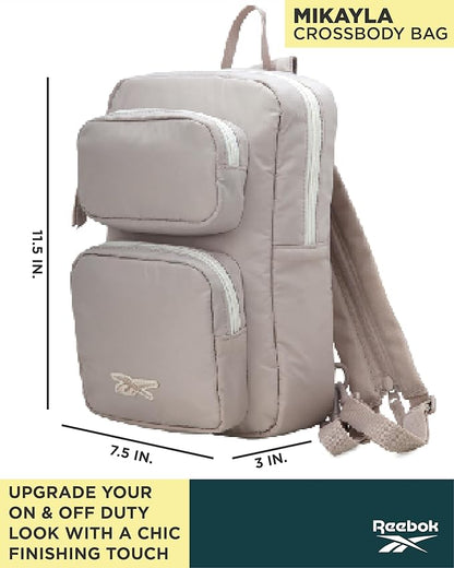 Reebok Unisex Crossbody Sling Bags – Compact Convertible Strap Cross Body Bag Travel Sling Bag - Gym & Travel Essential, Mikayla Stucco