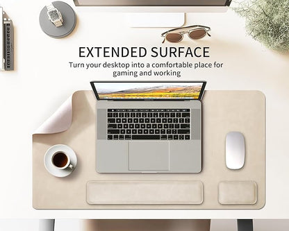 RENMTURE Large Mouse Pad and Keyboard Wrist Rest, Desk Pad for Keyboard and Mouse, Large Gaming Mouse Pad with Wrist Support, Desk Mat for Work and Gaming (Apricot)