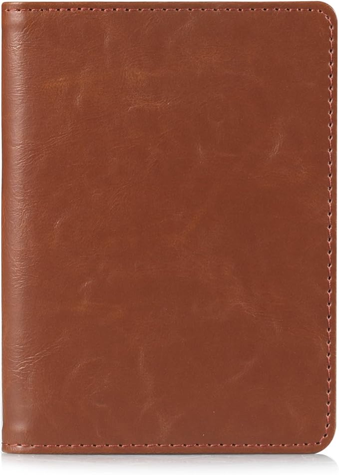 RFID Blocking Premium Leather Passport Holder Travel Wallet Cover Case (Brown)