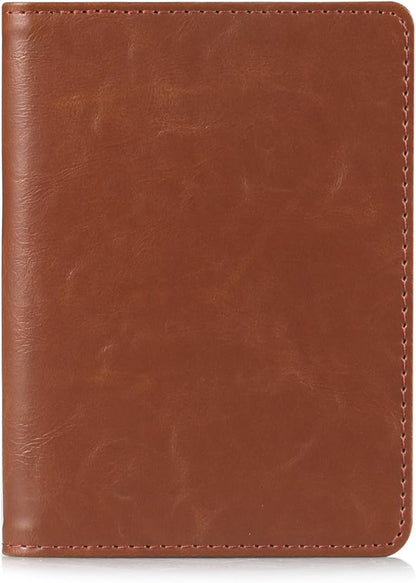 RFID Blocking Premium Leather Passport Holder Travel Wallet Cover Case (Brown)