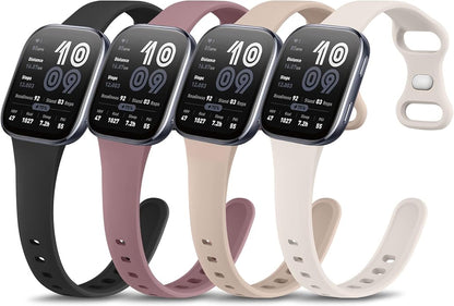 Vancle 4 Pack Slim Silicone Watch Bands for Amazfit Bip 6/Bip 5, GTR 4/ GTR 3/3 Pro/GTR 2/2e/GTR 47mm/Balance Watch Band Women Men, 22mm Sport Silicone Adjustable Strap
