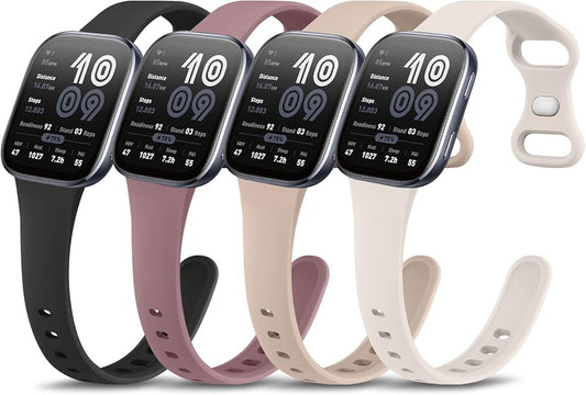 Vancle 4 Pack Slim Silicone Watch Bands for Amazfit Bip 6/Bip 5, GTR 4/ GTR 3/3 Pro/GTR 2/2e/GTR 47mm/Balance Watch Band Women Men, 22mm Sport Silicone Adjustable Strap