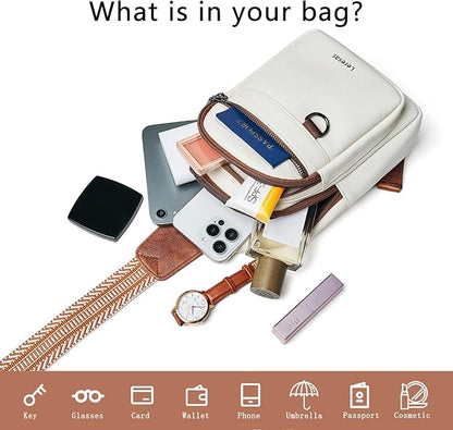 Leresas 7L Sling Bag for Women Men Vegan Leather Crossbody Bags Fanny Pack Purse Backpack Over Shoulder Bag Travel Anti Theft