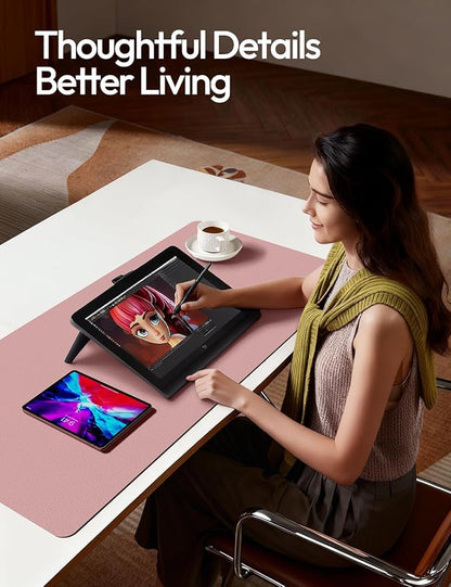 YSAGi Leather Desk Protector, Office Mat, Large Mouse Mat, Non-Slip PU Leather Blotter, Laptop Desk Pad, Waterproof Writing Pad for Office and Home (Pale Mauve, 23.6" x 13.8")