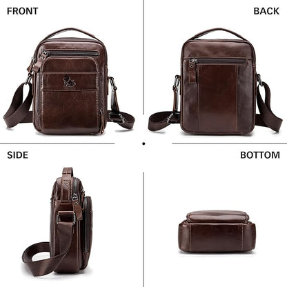 BAIGIO Genuine Leather Small Messenger Bag for Men Shoulder Bag for Ipad Crossbody Bag Men Handbag Satchel Travel Business