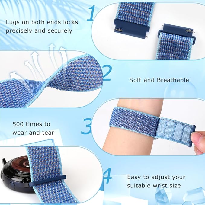 19mm Nylon Sport Quick Release Watch Bands Compatible with GRV FC1/FC5/Willful/YAMAY/Letsfit/LETSCOM/TEMINICE/LIFEBEE/Lintelek ID205 ID205L ID205G ID205S ID205U/Blackview Band for Women Men