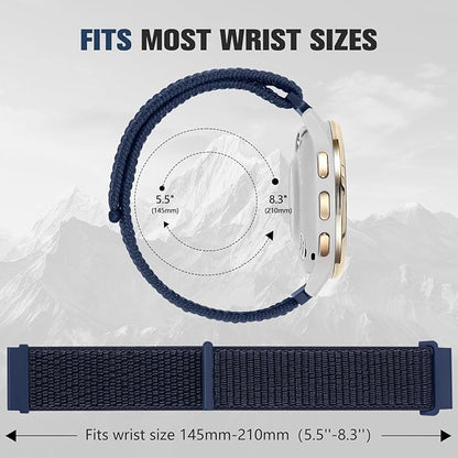 18mm 20mm 22mm Hook and Loop Watch Band Compatible with Garmin Vivoactive 5/ Vivoactive 6/ Vivoactive 3, Soft Nylon Breathable Sport Strap for Venu 2S/ Venu3S/ Forerunner 265s,Venu 3/ Venu 2 Men Women