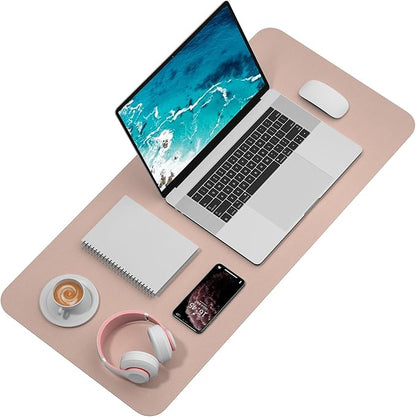 Hsurbtra Desk Pad, 35.5" x 17" PU Leather Desk Mat, XXL Extended Mouse Pad, Waterproof Desktop Blotter Protector, Non-Slip Ultra Thin Large Laptop Keyboard Writing Mat for Office Home, Beige Apricot