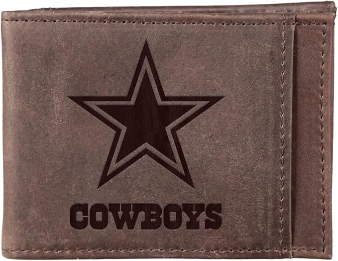 Team Sports America NFL Dallas Cowboys Front Pocket Slim Wallet for Men | Minimalist Leather RFID Blocking Bifold Card Holder with Money Clip | Officially Licensed Stamped Logo