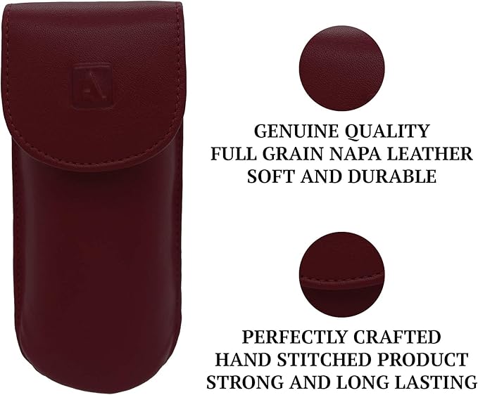 Adamis Full Grain Genuine Leather Spectacles Hard Shell Case for Men and Women