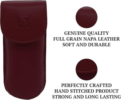 Adamis Full Grain Genuine Leather Spectacles Hard Shell Case for Men and Women