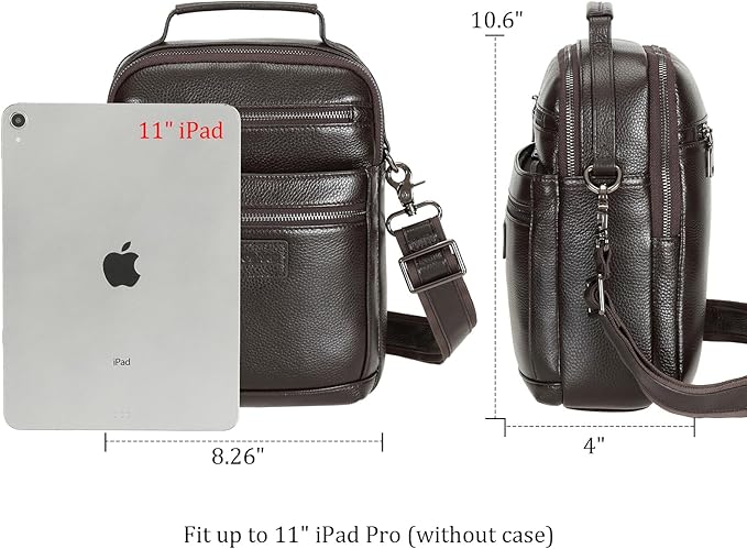Polare Italian Full Grain Leather Messenger Bag Vintage Chest Shoulder Crossbody Bag Casual Sling Business Handbag for Men