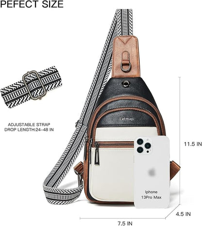 LATMAP Sling Bag For Women Faux Leather Small Casual Daypack Backpack Fanny Pack Crossbody Chest Bags Purse