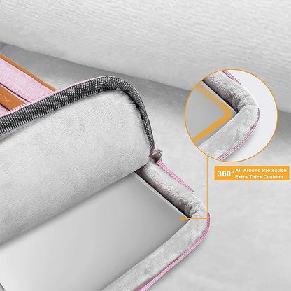 MOSISO 360 Protective Laptop Case 16 inch, 15-15.6 inch Laptop Sleeve Compatible with MacBook Pro 16, HP Acer Dell Lenovo ASUS, Side Open Carrying Case with 4 Zipper Pockets&Handle, Pink