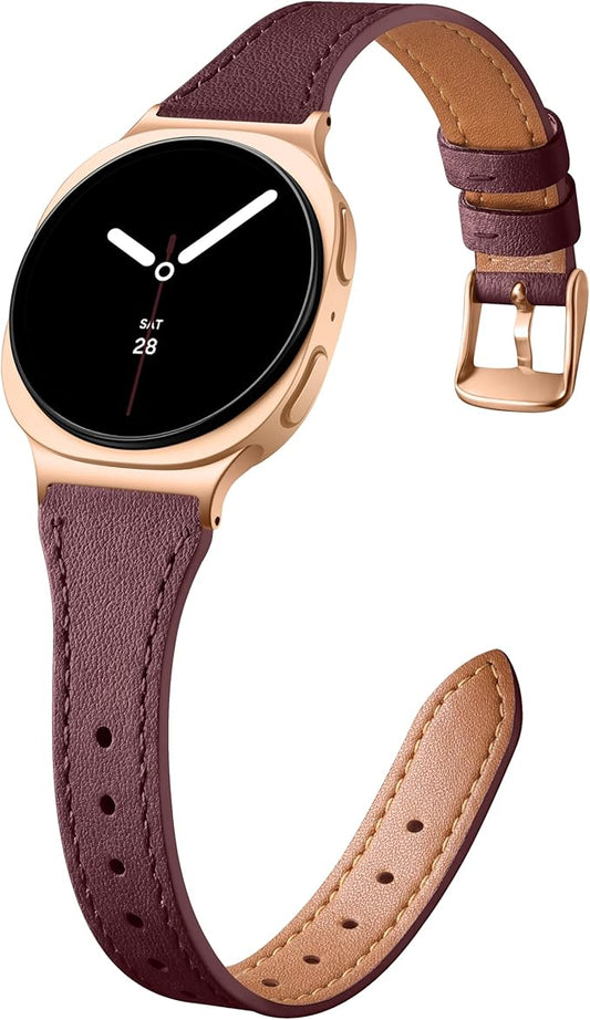 GEAK Slim Leather Band Compatible with Samsung Galaxy Watch 8 40mm 44mm/Watch 8 Classic 46mm, No Gap Adjustable Genuine Leather Replacement Dressy Strap for Samsung Watch 8 Bands Women