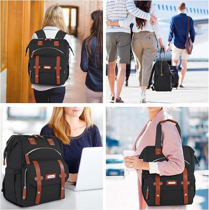 FALANKO Laptop Backpack for women, Doctor Teacher Work RFID Anti Theft Laptops Backpack, Wide Open College Travel 15.6 Inch Computer Bag for Men Women