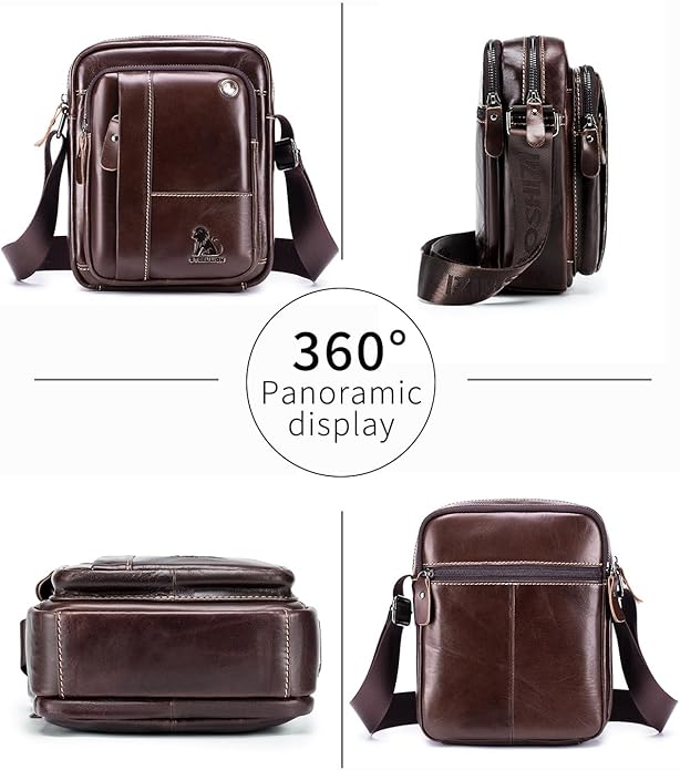 Premium Leather Men's Crossbody -Organized Storage & Durable,Stylish for Daily Carry