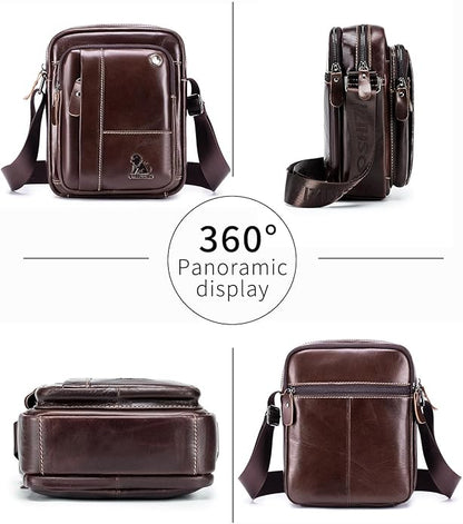 Premium Leather Men's Crossbody -Organized Storage & Durable,Stylish for Daily Carry