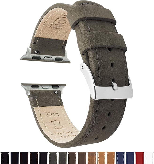 BARTON WATCH BANDS - Top Grain Leather Watch Bands Compatible with Apple Watch Models - 1, 2, 3, 4, 5, 6, 7, 8, 9, 10, SE, Ultra & Ultra 2