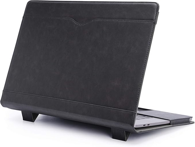 TYTX Laptop Case for MacBook Pro 16 Inch Leather Case 2021-2026 M5 A3428 A3429 M4 A3403 A3186 M3 A2991 M2 A2780 M1 A2485 Protective Folio Book Cover with Vents and Stand Function, Black