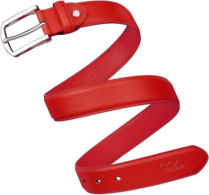 Falari Men Genuine Leather Casual Dress Belt With Single Prong Buckle, Classic Style Belt