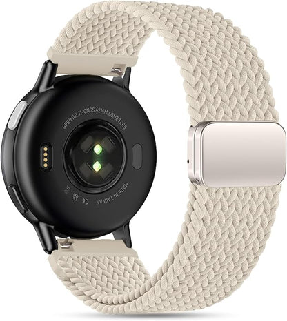 20mm Magnetic Braided Nylon Band Compatible With Garmin Vivoactive 6/Vivoactive 5/3/3 Music Watch Bands, Quick Release Stretchy Strap Replacement for Venu Sq 2/Forerunner 55/165/245/645