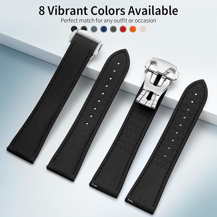 ULLCHRO Watch Strap Watch Band 20mm 22mm Man Waterproof Quick Release Bands Sport Replacement Strap Soft FKM Rubber Watchband
