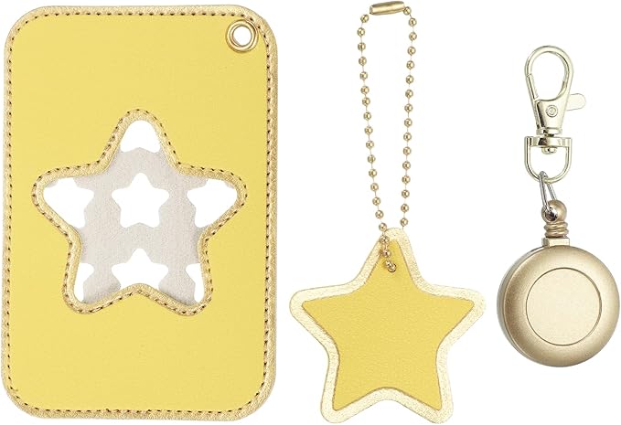 PATIKIL Retractable Badge Holders, Cute Leather ID Holder with Badge Reels Keychain ID Card Clip Protector Cover for Women Work Office Business Trip, Yellow