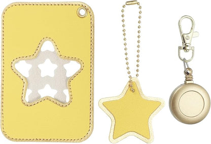 PATIKIL Retractable Badge Holders, Cute Leather ID Holder with Badge Reels Keychain ID Card Clip Protector Cover for Women Work Office Business Trip, Yellow