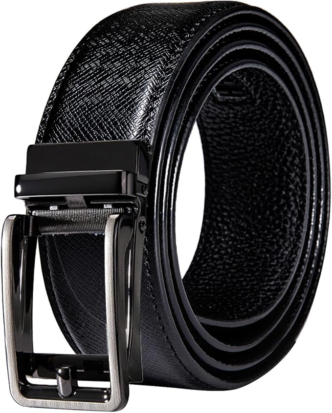 Dubulle Men's Ratchet Belt Gold/Black/Red/Green/Blue/White Automatic Buckle Business Casual Belt Gift - Adjustable Fit