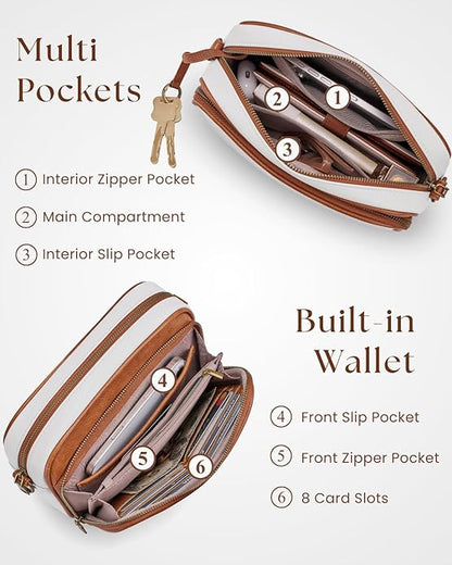 Crossbody Bags with Built-in Wallet, Anti-Theft Travel Purse with Card Slots, Trendy Vegan Shoulder Bag for Women Men