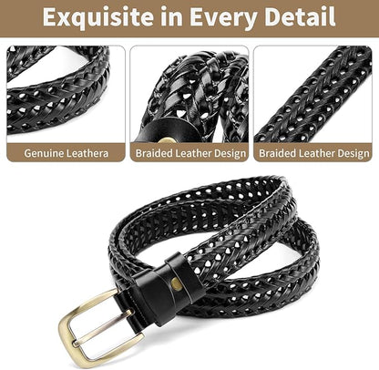 SENDEFN Leather Braided Belts for Men, 1 3/8" Casual Woven Leather Belt for Men Jeans Golf Dress Pants with Gift Box