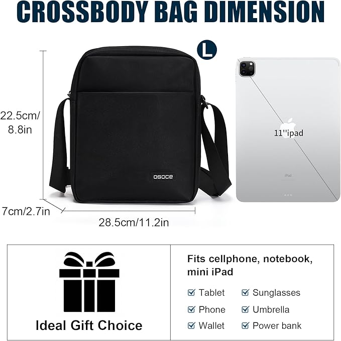 OSOCE Messenger Bag Crossbody Shoulder Bag for Men | Slim Business Design, Lightweight Commuter
