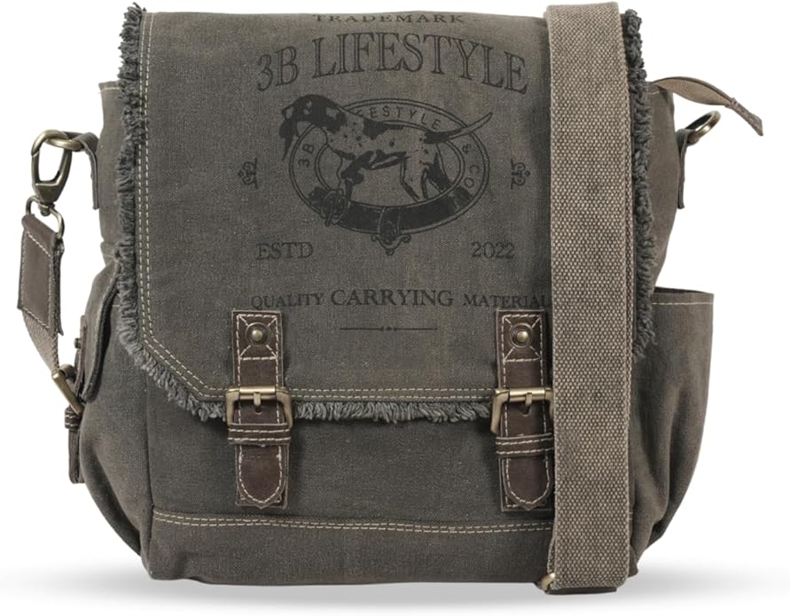 Roven - Vintage Canvas Leather Messenger Bag for Men & Women