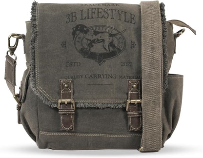 Roven - Vintage Canvas Leather Messenger Bag for Men & Women