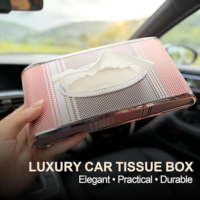 Universal Tissue Holder for Car Interior, Flat Tissue Box Holder, Kleenex & Napkin Organizer, Car Accessories for Women & Men, Center Console, Armrest & Back Seat, Travel Essentials (Flat)