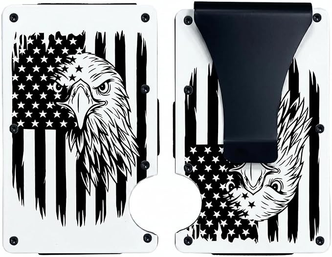 Flag Wallet for Men Minimalist Personalized Engraved Metal Wallet Slim Wallet Gifts for Soldiers Veteran Patriots (Flag 4)