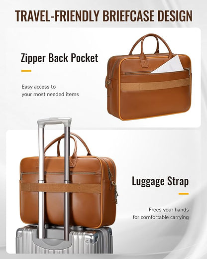 Ytonet PU Leather Messenger Bag for Men, 15.6" Vintage Briefcase with Padded Laptop Compartment, Large Satchel Bags Laptop Bag for Mens, Waterproof Computer Bags for Work Office Business Travel, Brown