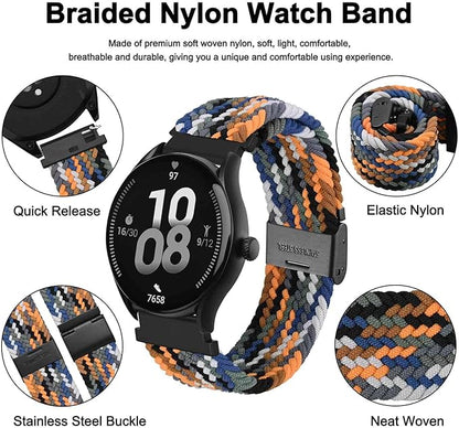 WOCCI 22mm Braided Nylon Watch Band for Men and Women, Quick Release, Black Stainless Steel Buckle (Camo)