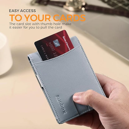 RUNBOX Slim Money Clip Wallets for Men RFID Blocking 11 Card Holder Minimalist Small Leather Bifold Men's Front Pocket Wallet Gift Box